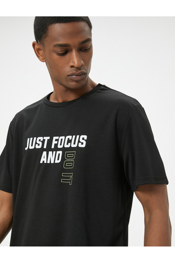 Koton Sportovní tričko s krátkým rukávem Crew Neck - Slogan Printed