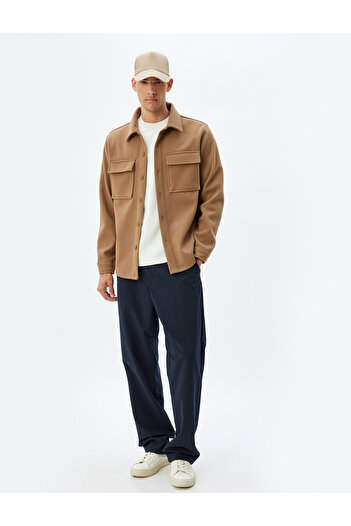 Koton Hemdjacke mit langen Ärmeln und Knopfleiste mit Taschendetail