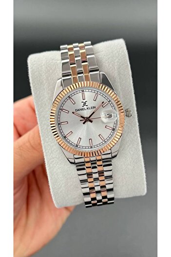 Daniel Klein Women's Wristwatch - Steel Cord, 3 Atm Waterproof, Copper and Silver Color