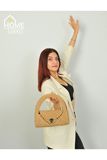 CARPELLA HOME Mini Jute Straw Portfolio Clutch Handbag, Women's Bag, Jute Boho Bag,