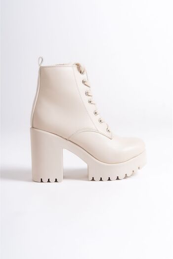 Shoesers Γυναικείες αδιάβροχες μπότες με ψηλή πλατφόρμα με γυαλιστερή ανάγλυφη σόλα με κορδόνια και φερμουάρ