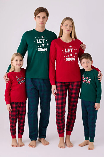 SWATİ Red Long Sleeve Pajama Set - Family Concept Mother Girl Women Arnetta3105