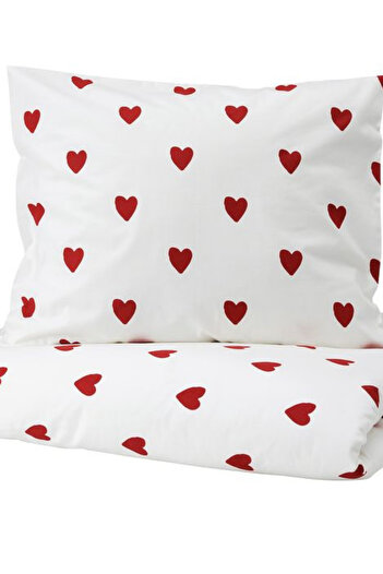 B2B Plus Red Love Cotton Duvet Cover Set Single | Sheetless