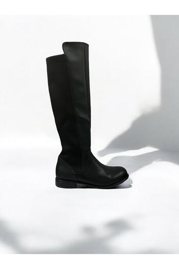 iskarpino Back Stretch Zippered Black Heeled Women's Boots Women's Daily Boots