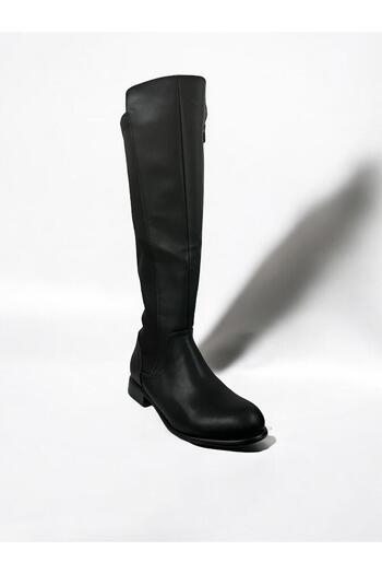 iskarpino Back Stretch Zippered Black Heeled Women's Boots Women's Daily Boots