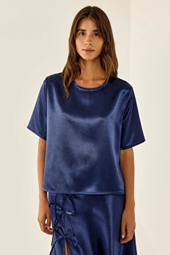Hiccup Satin Crew Neck Blouse