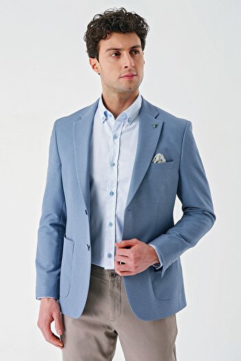 İmza Jachetă clasică, slim fit, tricotată, albastru închis, cu două fante din Lycra cu 6 picături1002240138
