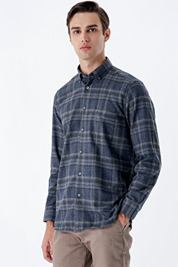 İmza Темно-синій довгий рукав габардин CasualComfort Fit 1004235111