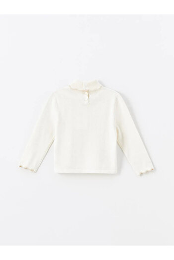 LC Waikiki Lcw Kids Ecru Half Turtleneck Girl's Sweater