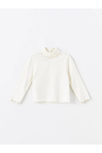 LC Waikiki Lcw Kids Ecru Half Turtleneck Girl's Sweater