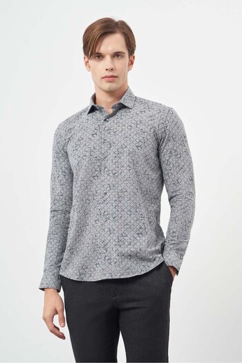İmza Фума, довгі рукави, напівіталійський комір, без кишень, slim fit сорочка