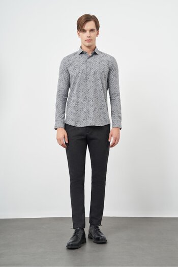 İmza Фума, довгі рукави, напівіталійський комір, без кишень, slim fit сорочка