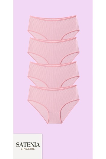 SATENIA LINGERIE Chiloți din bumbac cu nervuri de mărime mare - Pachet de 4 (XL-2XL - 3XL)