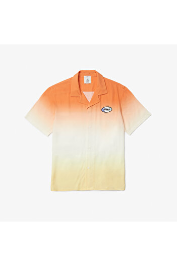 Lacoste L!ve Unisex Relaxed Fit Kısa Kollu Açık Turuncu Gömlek