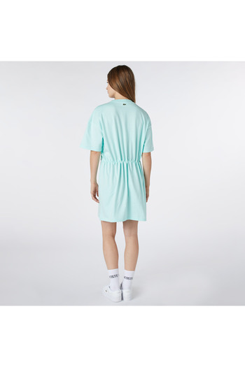 Lacoste Kadın Loose Fit Kısa Kollu Bisiklet Yaka Baskılı Açık Yeşil Ev Elbisesi