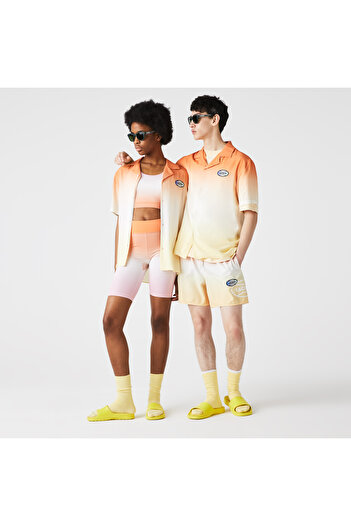 Lacoste L!ve Unisex Relaxed Fit Kısa Kollu Açık Turuncu Gömlek