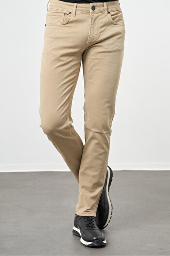 İmza Dark Beige Cotton 5 Pocket Casual Slim Fit 5 Pocket Pants 1003245319
