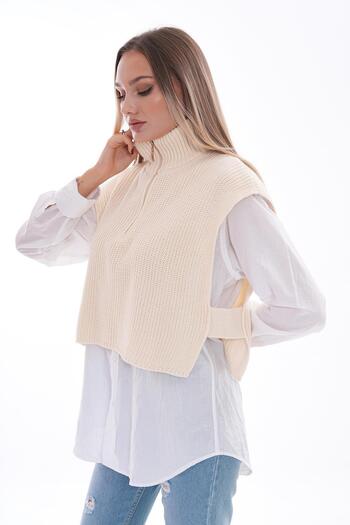 ŞİMAL Women's Half Zip Knitwear Knitted Sweater 245167   -