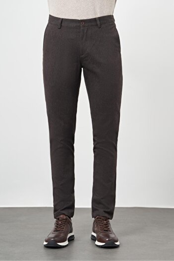 İmza Dark Brown Cotton Side Pocket Casual Slim Fit Chino Pants 1003245162