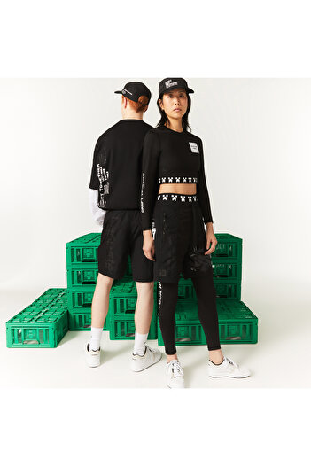 Lacoste L!VE x Minecraft Unisex Regular Fit Baskılı Siyah Şort