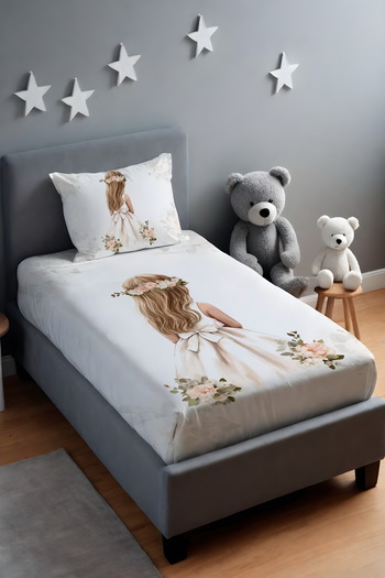 EVPANYA Simple Blonde Haired Princess Patterned Bedspread and Pillowcase