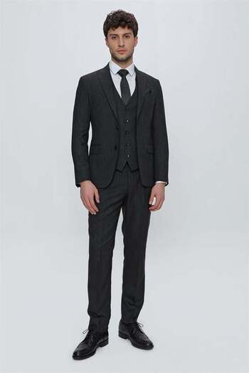İmza Black Collar Vest Lycra 6 Drop Slim Fit Suit 1001225180