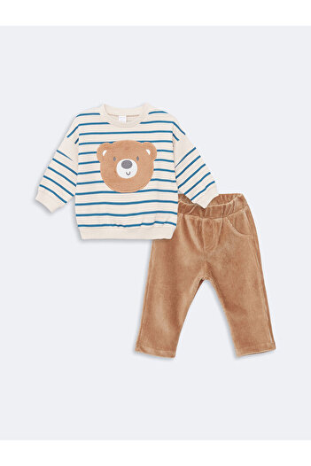 LC Waikiki Lcw Embroidered Baby Boy Sweatshirt and Pants Set of 2