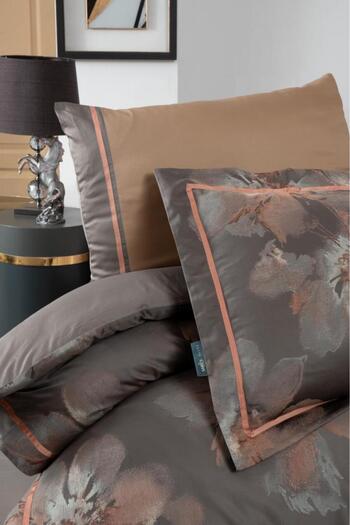 Sarev King Size Atlas Jacquard Bedding Set - Copper