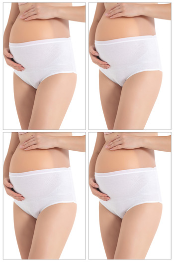 Arma Yıldız Pack of 4 Women's White Cotton Lycra High Waist Maternity Panties