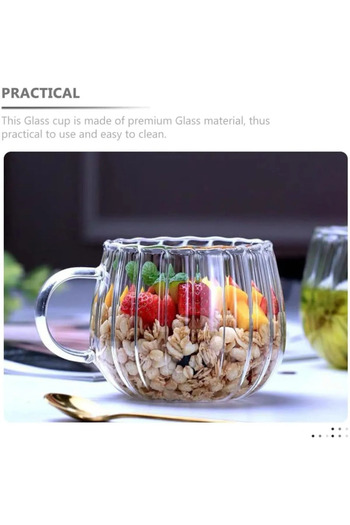 btm home 400 ml Borosilicate Coffee Presented Line Design Mug Glass Cup