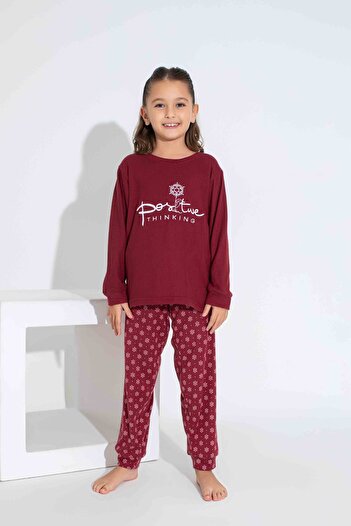 Tarık Girl's Teenager's and Children's Long Sleeve Thermal Cloth Winter Warm Pajamas Set
