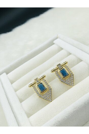 DS DİAMONDSHOP Triangle Model Zircon Stone Earrings - New Season Byk- 20241100045