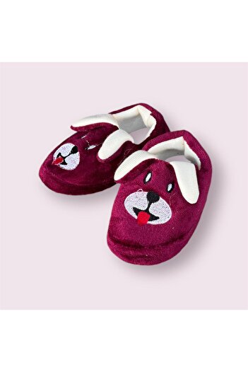İpek Children's Slippers - Colorful, Dog Pattern, Plush Fluffy, Non-Slip Sole Home Shoes
