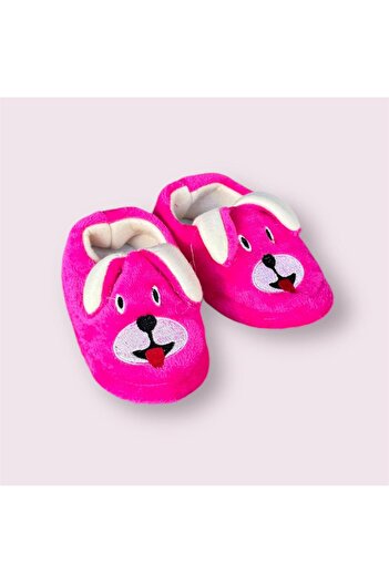 İpek Children's Slippers - Colorful, Dog Pattern, Plush Fluffy, Non-Slip Sole Home Shoes