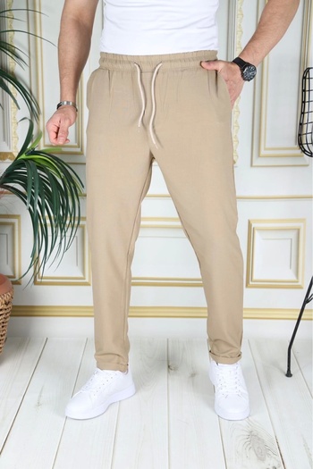 PHANTOM JEANS Men's Mustard Slim Fit Lycra Fabric - Double Leg Trousers School