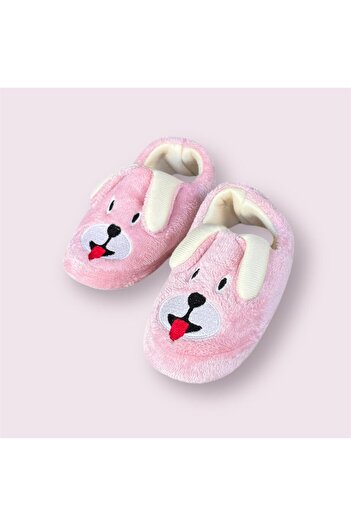 İpek Children's Slippers - Colorful, Dog Pattern, Plush Fluffy, Non-Slip Sole Home Shoes