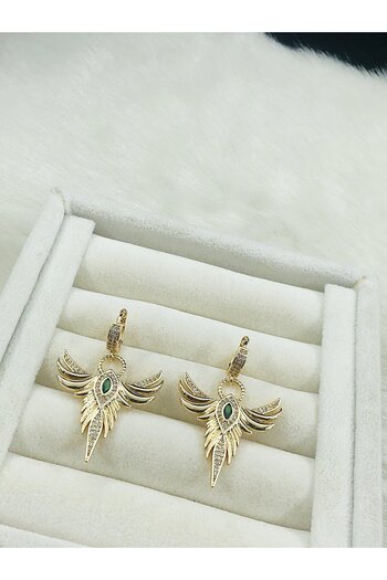DS DİAMONDSHOP Phoenix Earrings Emerald - Bird Bykp- 2024110020