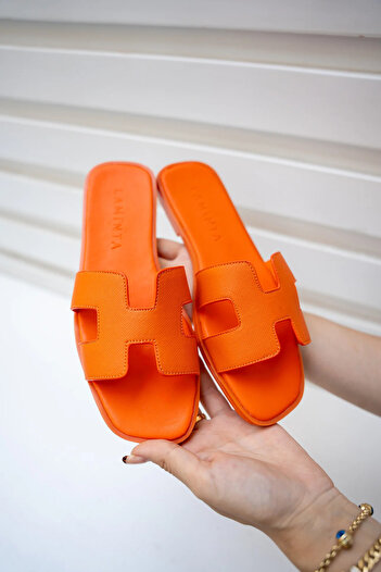 LAMİNTA Orange Herse - Women's Flat Sole Slippers