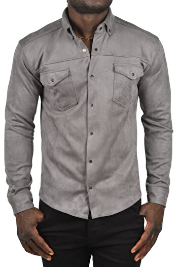 DeepSEA Men's Smoked Double Pocket Suede Shirt 2302329