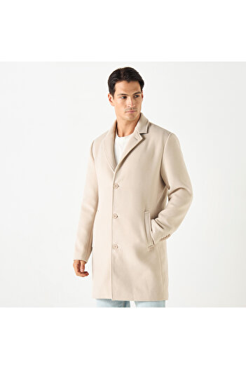 Iconic Plain Overcoat With Pockets And Button Closure