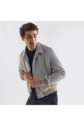 FAV Uzun Kollu ve Düğmeli Çizgili Yakalı Varsity Ceket