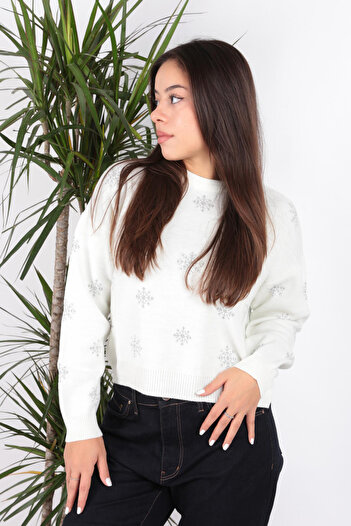 Fashion Friends Ecru Patterned Sweater
