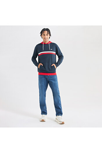 FAV Striped Hooded Sweatshirt with Long Sleeves and Kangaroo Pockets