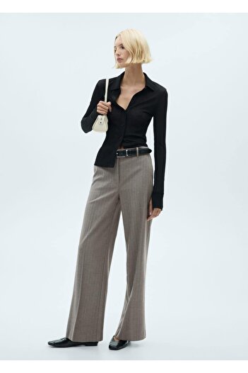 MANGO Woman Straight Cut Mid-Waisted Trousers