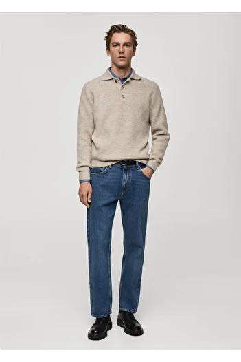 MANGO Man Regular Cut Knitwear Polo Sweater