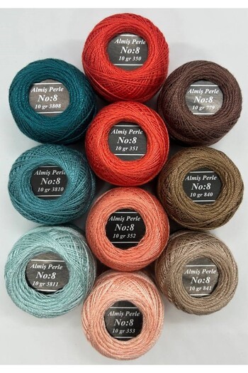 ALMİŞ Alış Perle Etamin-Cross Stitch 10-Piece Thread Set (10 Gr-No:8)
