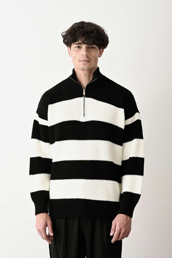 MARRAKECH Twisted Knitted Marracech Half Zippered Knitwear Oversize