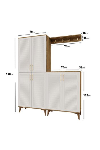 mapahomeliving Panjurlu Metal Kulp Prt6190 Portmanto Vestiyer Ekru Cveviz