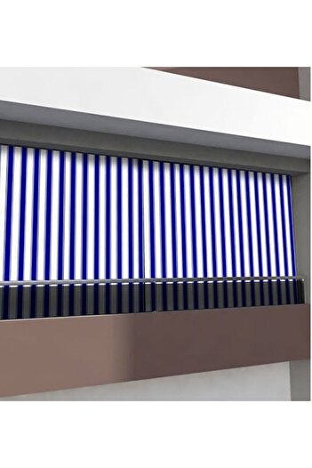 JESEM Lüks 1.sınıf Balkon Perdesi Branda MAVİ ÖzelDikim Üst Kornişli Yan Ve AltBağcıklı Perde ENxBOY