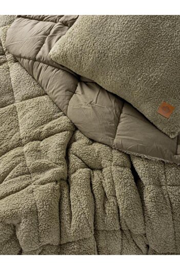 K&A Plush Double Quilt Set Stone